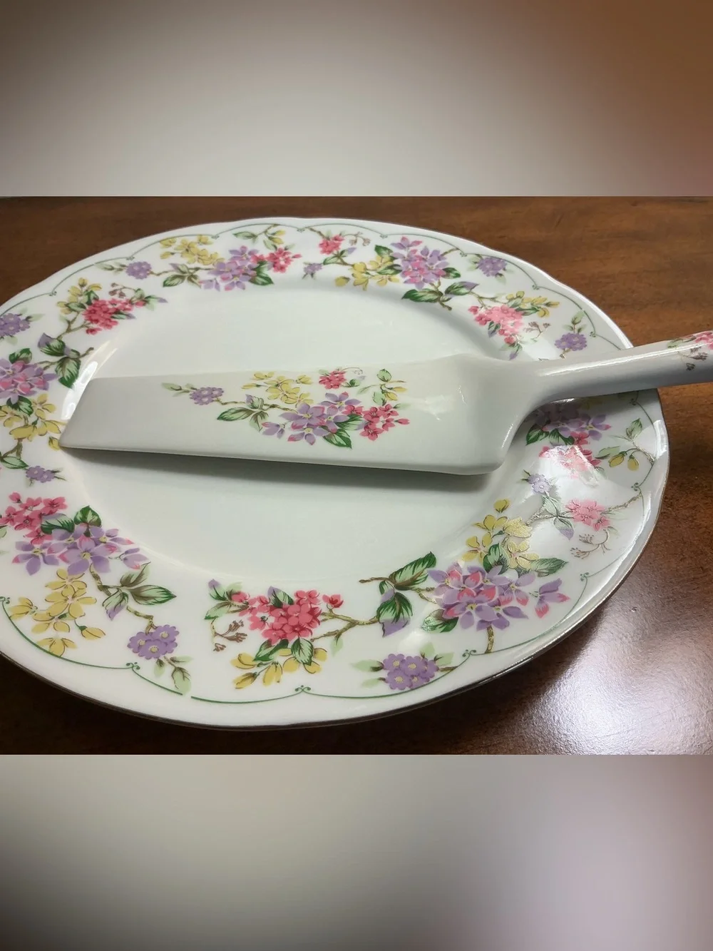 Vintage Andrea by Sadek porcelain cake plate and matching server set